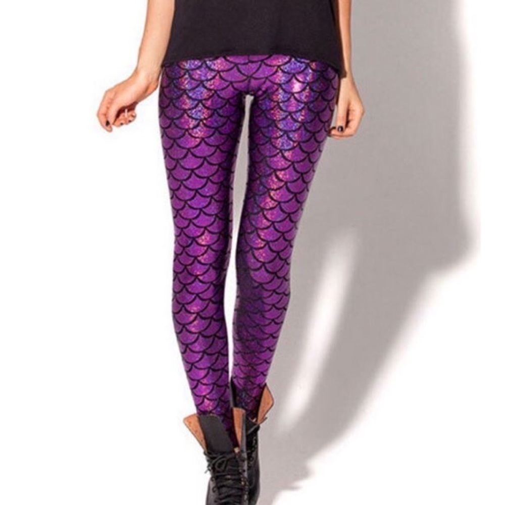SOLD!  6 Mermaid Leggings: Purple Red Green Blue Multi-Colour Size Small